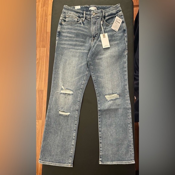 NWT Good American Good Legs Straight High Rise Distressed Jeans Blue Size 8 - Picture 5 of 13